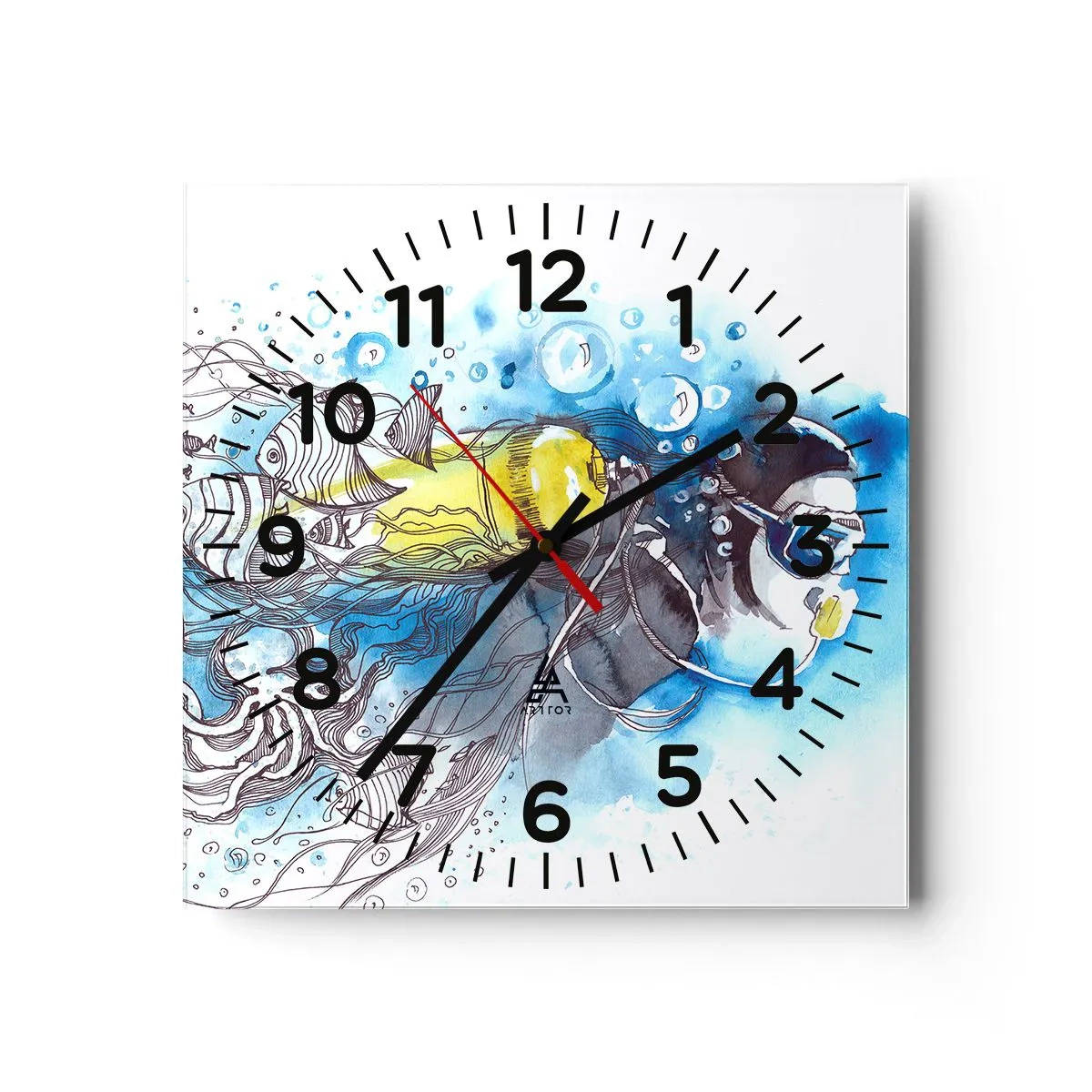 Reloj de pared - Reloj de vidrio - Sumergirse en lo desconocido - 40x40 cm