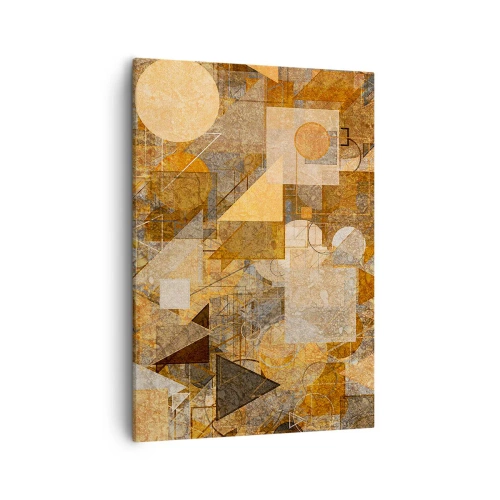 Cuadro sobre lienzo - Impresión de Imagen - Figuras geométricas abstractas en tonos cálidos. - 50x70cm - Estudio cubista en bronce - Decoración de pared moderna para salón y dormitorio ARTTOR