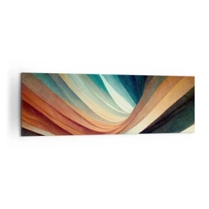 Cuadro sobre lienzo - Impresión de Imagen - Ondas abstractas en tonos cálidos y fríos. - 160x50cm - Tejido de colores - Decoración de pared moderna para salón y dormitorio ARTTOR