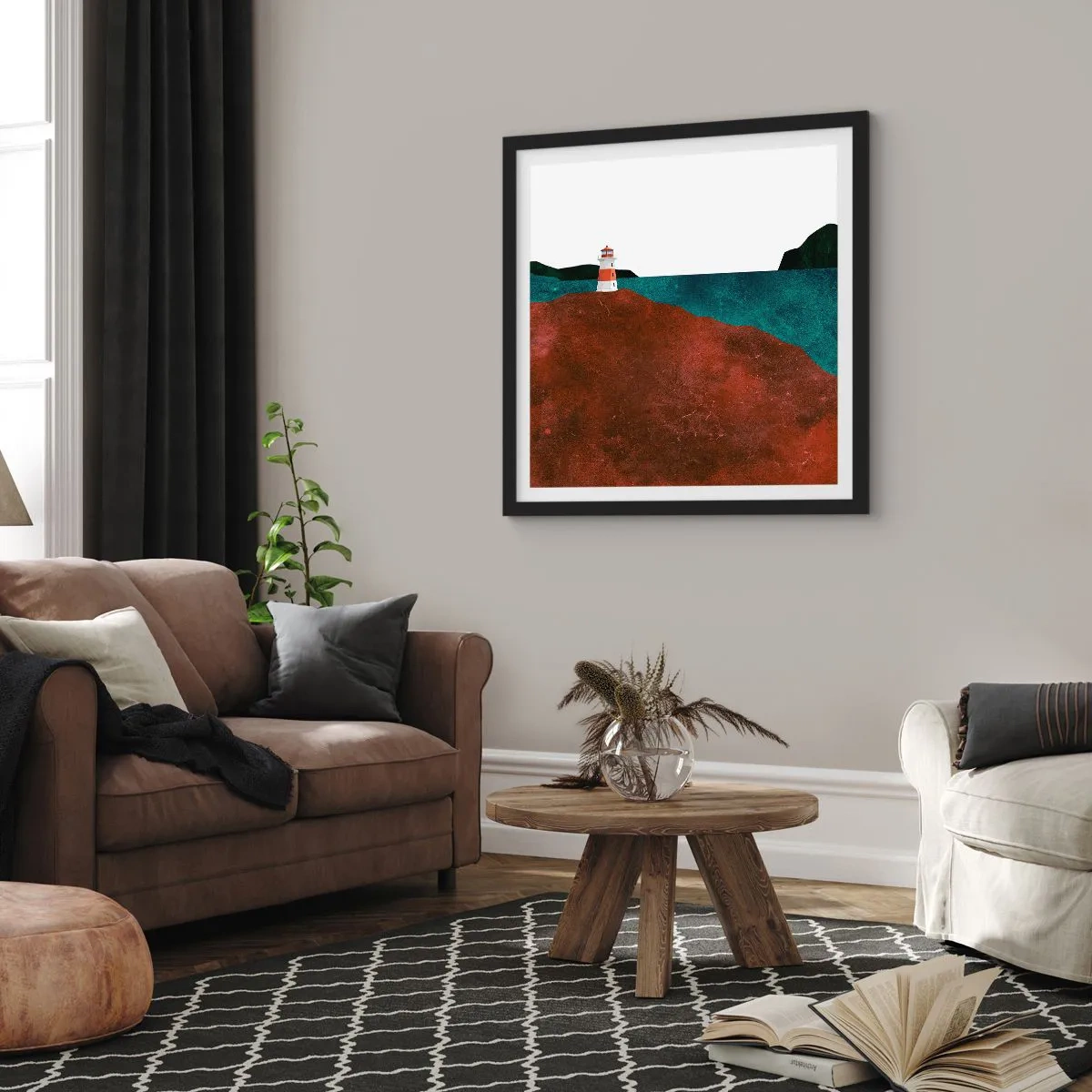 Póster en marco negro - Mirando al mar - 30x30 cm