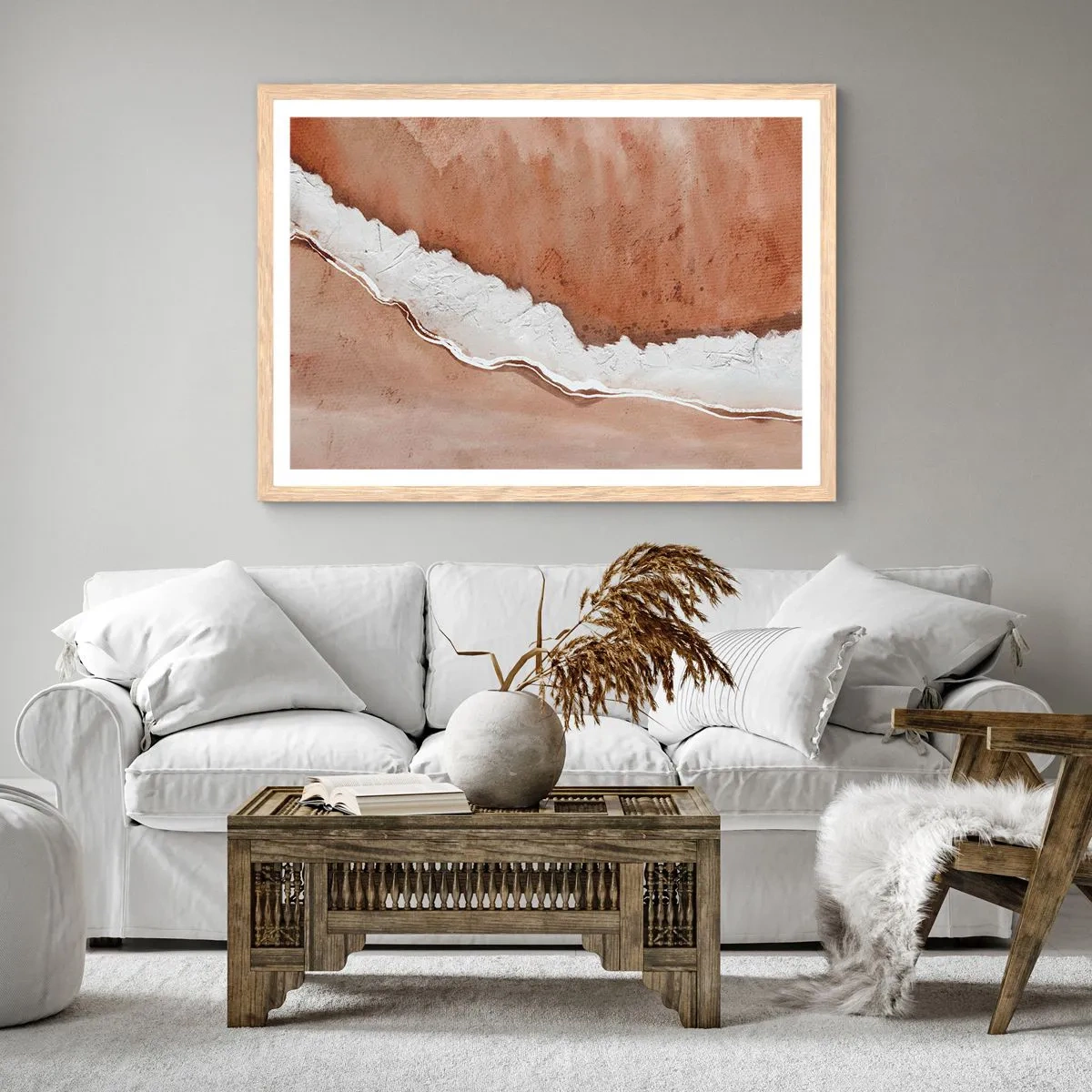 Póster en marco roble claro - En colores terrosos - 100x70 cm