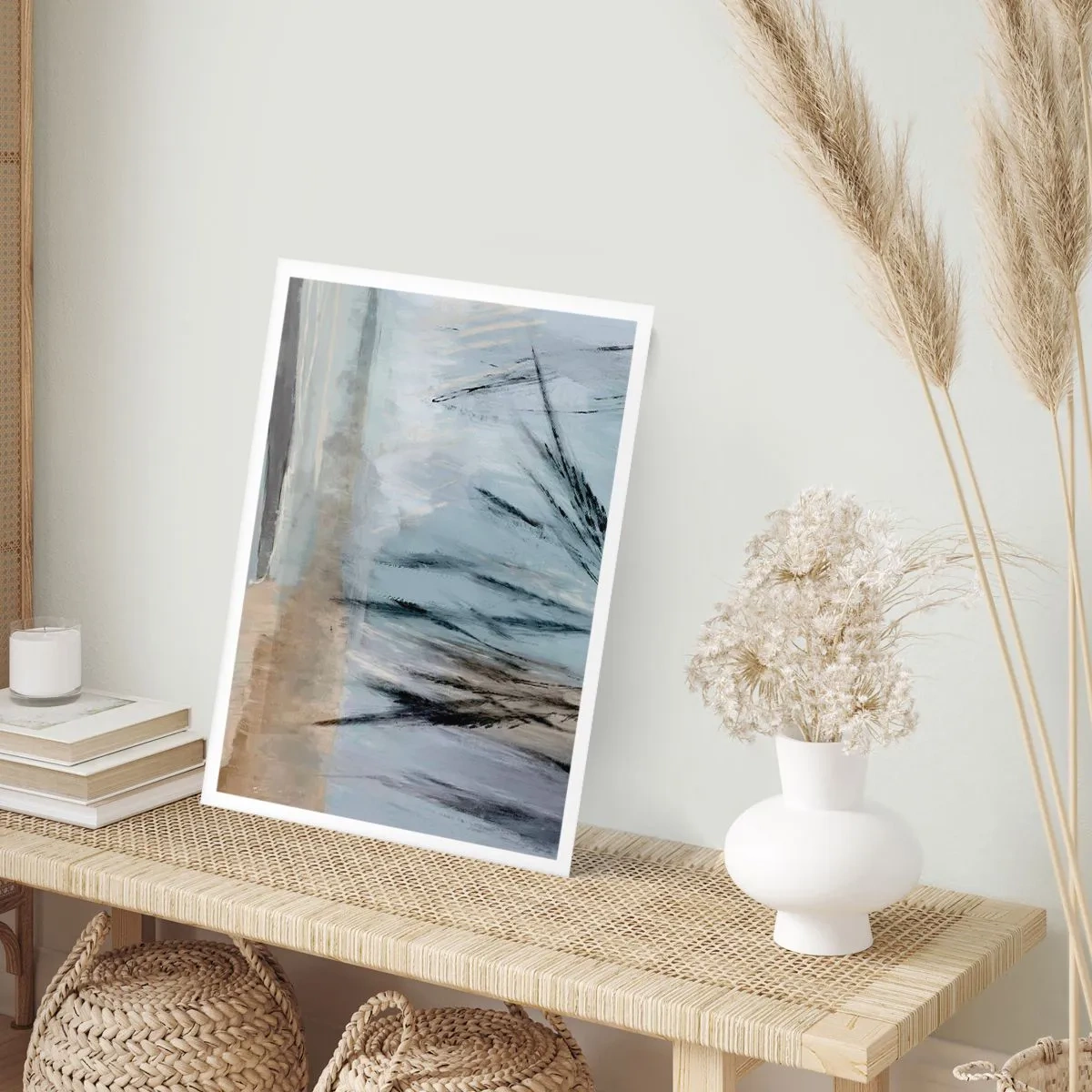 Póster - Una delicada abstracción inspirada en la naturaleza en colores tenues. - 50x70cm - Campos de invierno - Decoración de pared moderna para salón y dormitorio ARTTOR