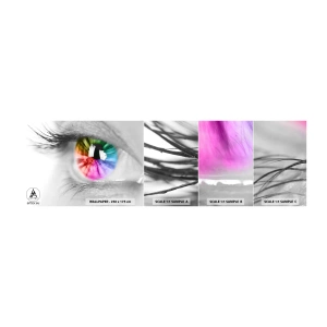 Muestra de fotomural autoadhesivo Deluxe Sticker - Ver el mundo en color - Abstracción, Ojo colorido, 3D - 100x30 cm