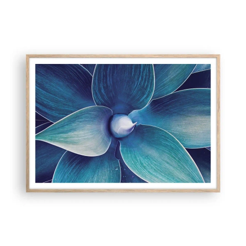 Póster en marco roble claro - Azul del cielo - 100x70 cm