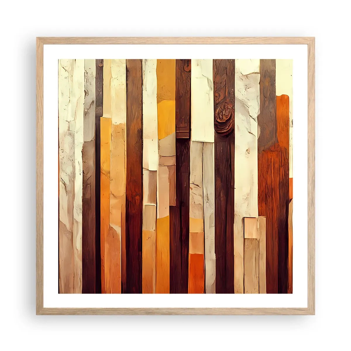 Póster en marco roble claro - Himno de los árboles del bosque - 60x60 cm