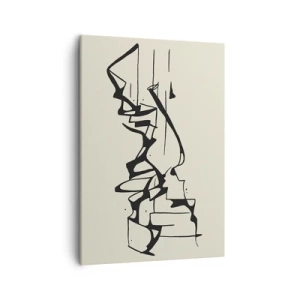 Cuadro sobre lienzo - Impresión de Imagen - Dibujo abstracto de montañas en blanco y negro - 50x70cm - Tal vez sea un paisaje - Decoración de pared moderna para salón y dormitorio ARTTOR