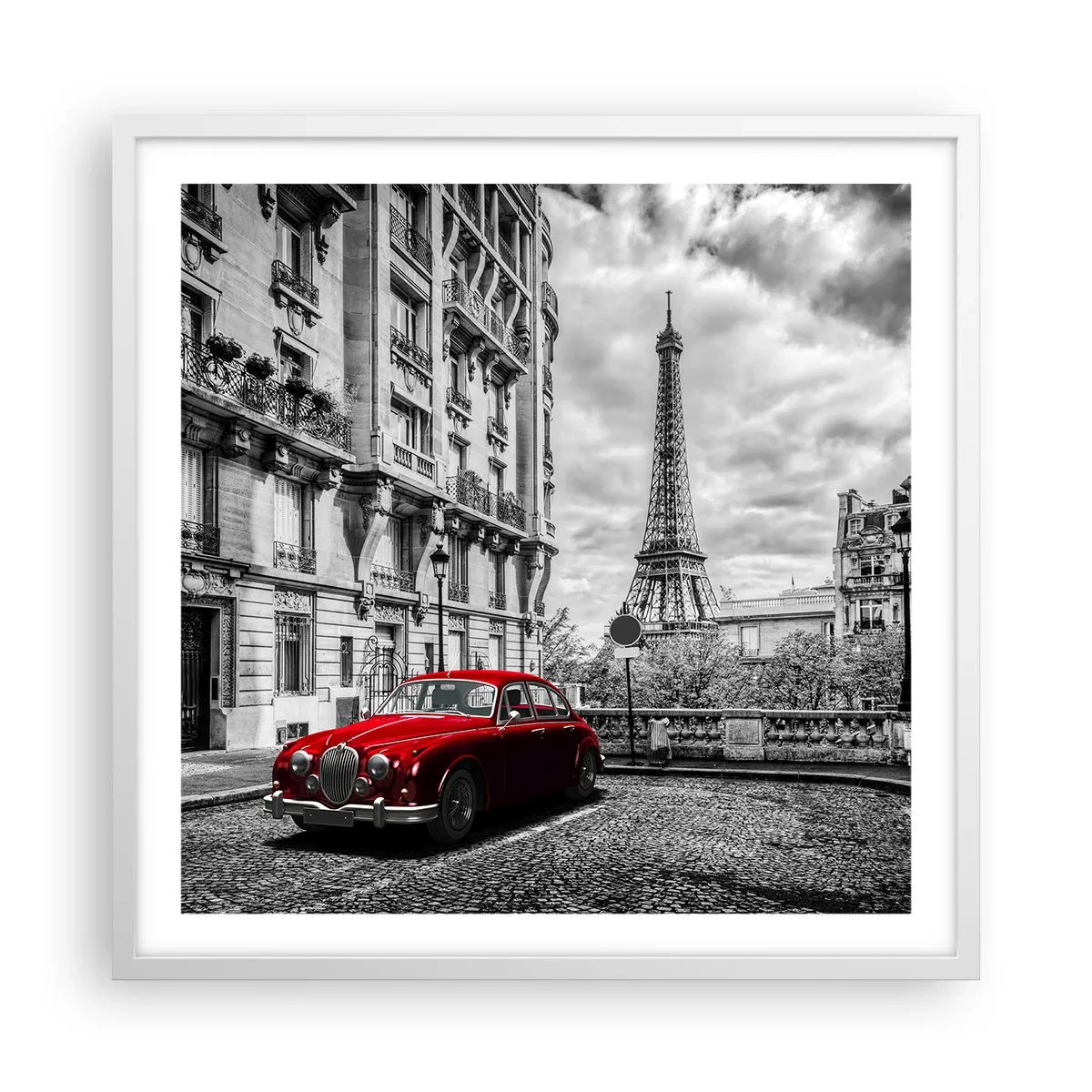 Póster en marco blanco - Un depredador en la ciudad - 60x60 cm