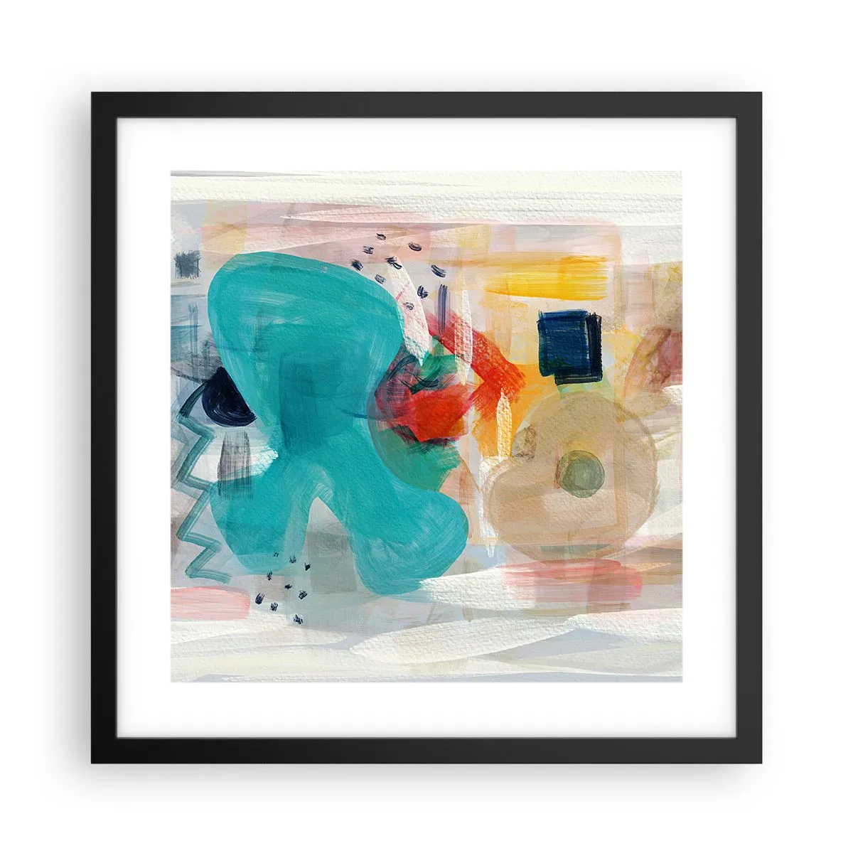 Póster en marco negro - Un juego de colores - 40x40 cm