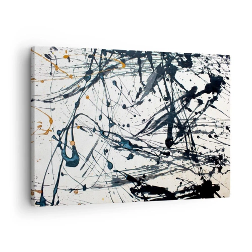 Cuadro sobre lienzo - Impresión de Imagen - Patrón de pintura abstracta con líneas y manchas dinámicas. - 70x50cm - ¿Con o sin sentido? - Decoración de pared moderna para salón y dormitorio ARTTOR