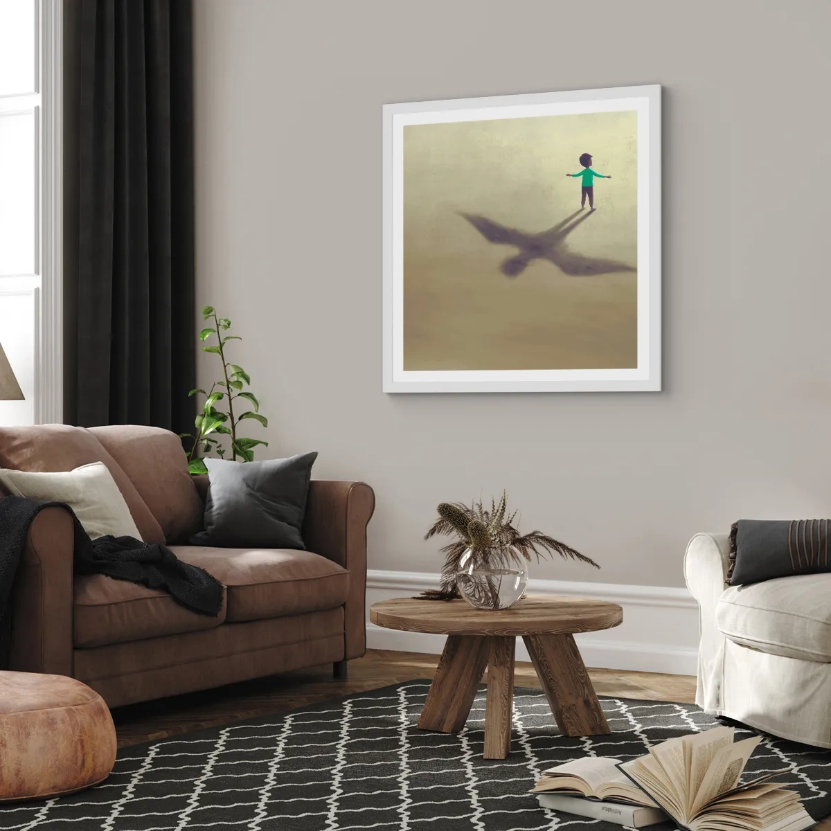 Póster en marco blanco - Héroe del futuro - 30x30 cm