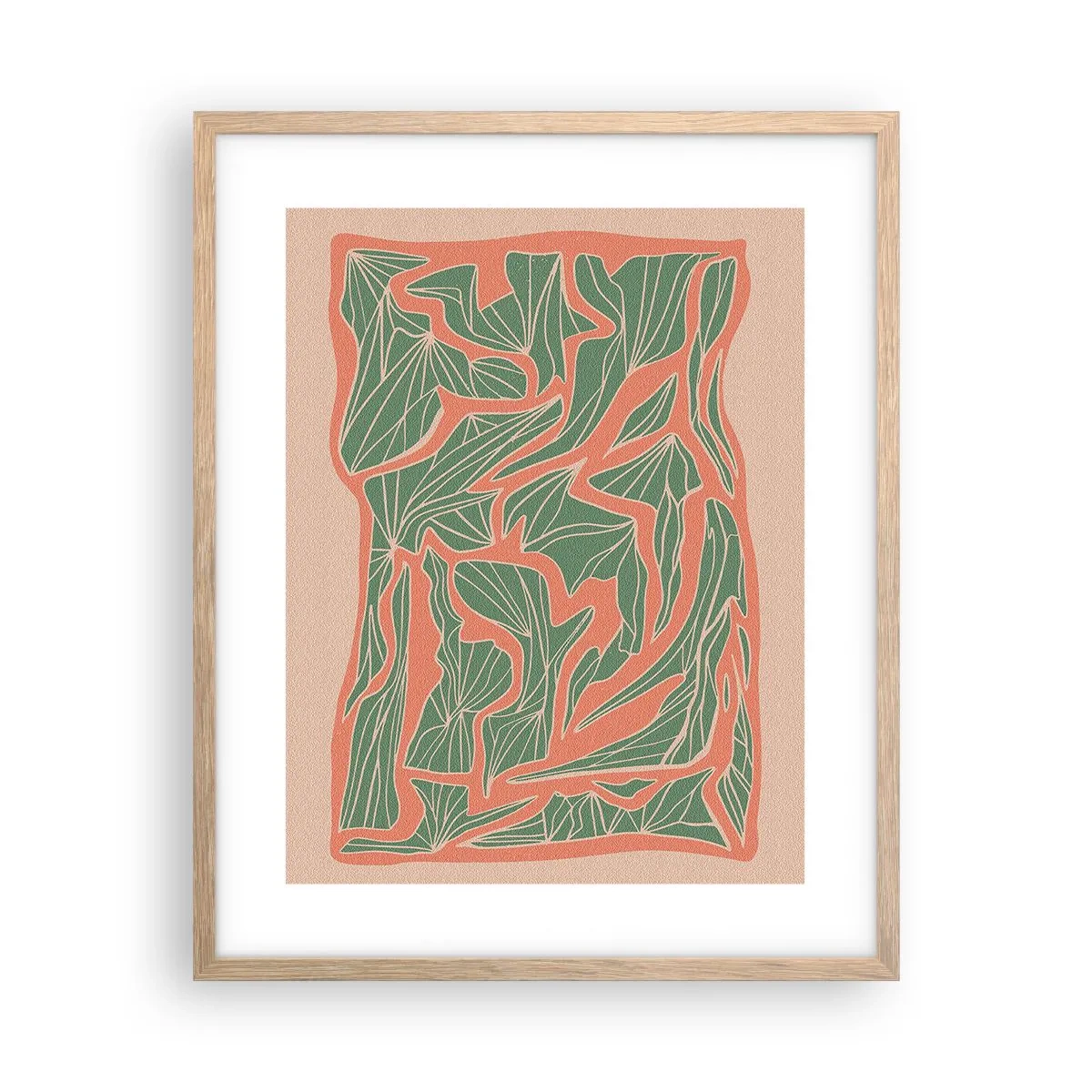 Póster en marco roble claro - Lucha entre el coral y el verde - 40x50 cm