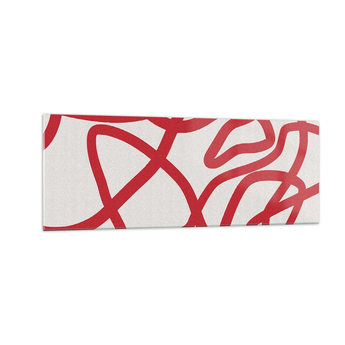 Cuadro sobre vidrio - Impresiones sobre Vidrio - Líneas abstractas rojas sobre un fondo blanco - 140x50cm - Rojo sobre blanco - Decoración de pared moderna para salón y dormitorio ARTTOR