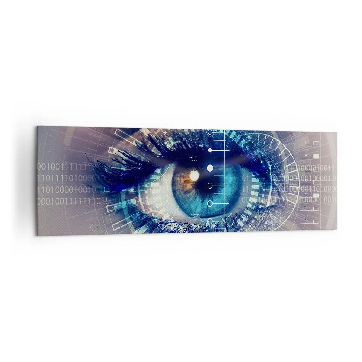 Cuadro sobre lienzo - Impresión de Imagen - Un ojo tecnológico con una interfaz futurista - 160x50cm - Crees que me conoces - Decoración de pared moderna para salón y dormitorio ARTTOR