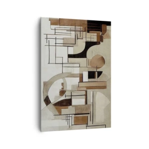 Cuadro sobre lienzo - Impresión de Imagen - Abstracción arquitectónica en beige y marrón. - 70x100cm - Paisaje urbano 2.0 - Decoración de pared moderna para salón y dormitorio ARTTOR