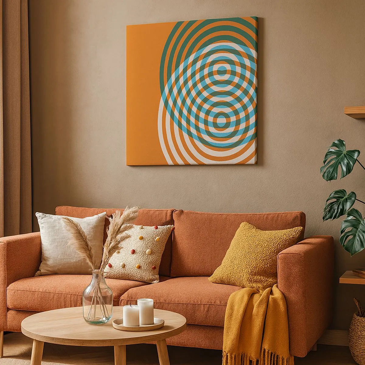 Cuadro sobre lienzo - Impresión de Imagen - Círculos y abstracción - 30x30 cm