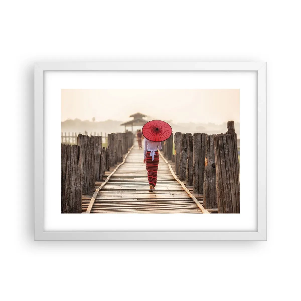 Póster en marco blanco - En un viejo puente - 40x30 cm