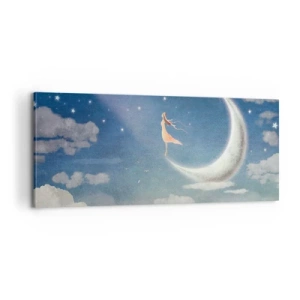 Cuadro sobre lienzo - Impresión de Imagen - Pretendiente sobre azul - 100x40 cm