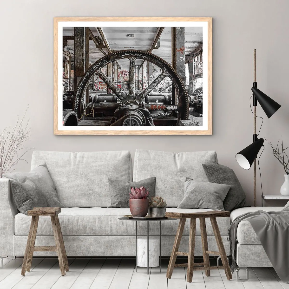 Póster en marco roble claro - La vida secreta de una fábrica - 40x30 cm