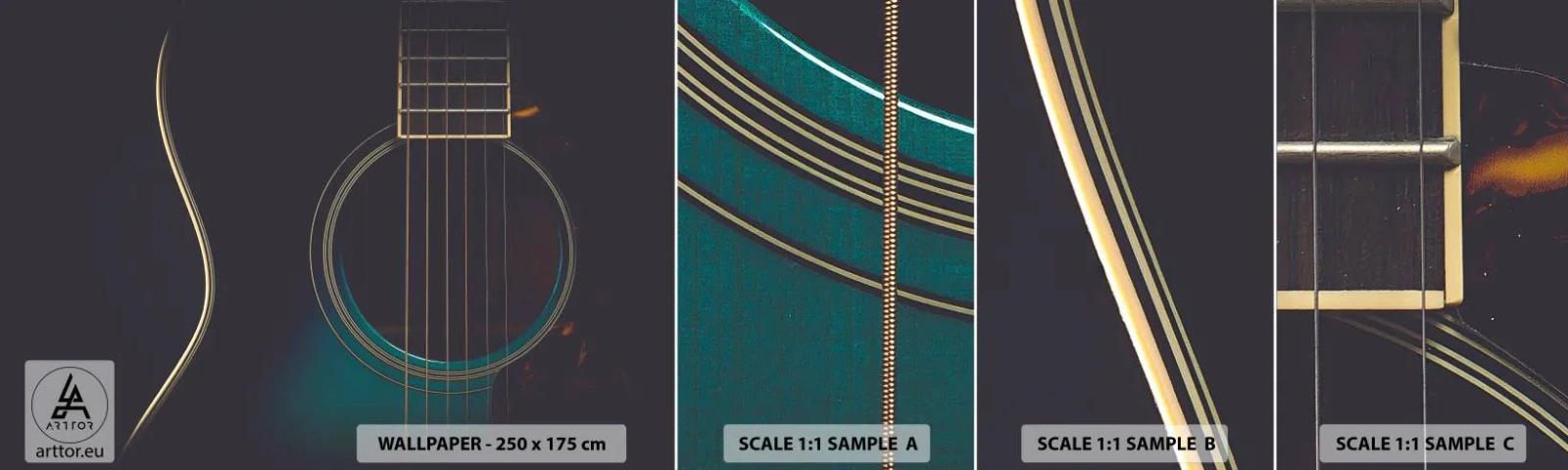 Muestra De Fotomural Standard Eco - Un momento antes de que suene - Guitarra, Música, Instrumentos de cuerda - 100x30 cm