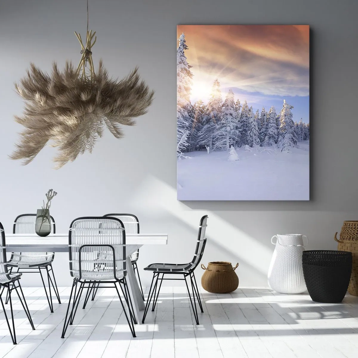 Cuadro sobre lienzo - Impresión de Imagen - Un espectáculo de naturaleza nevada - 65x120 cm