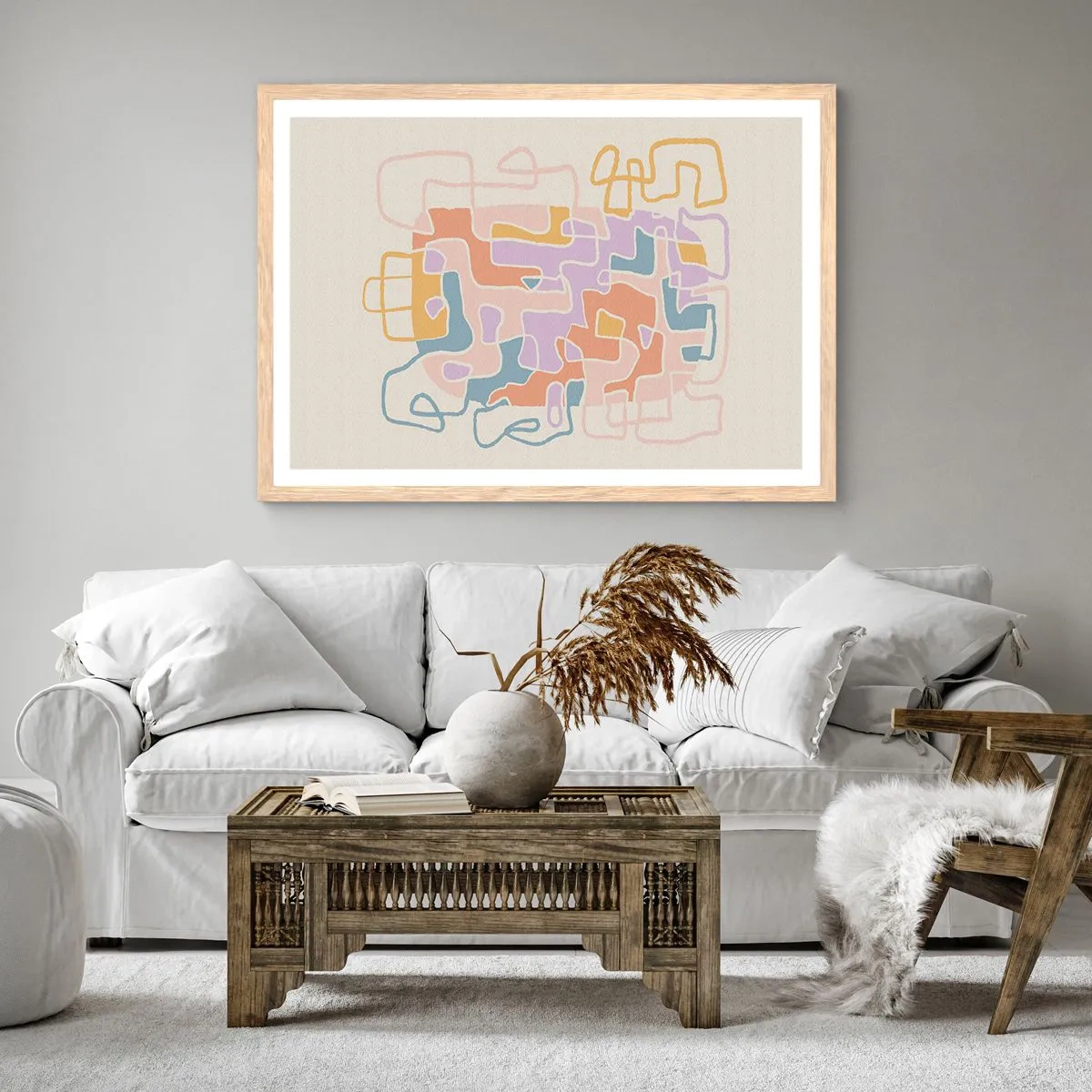 Póster en marco roble claro - Laberinto - una alegre aventura - 70x50 cm