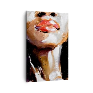 Cuadro sobre lienzo - Impresión de Imagen - Retrato de una mujer en un estilo pictórico expresivo sobre un fondo oscuro. - 80x120cm - Orgullo sin prejuicios - Decoración de pared moderna para salón y dormitorio ARTTOR