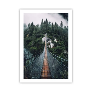 Póster - Un puente colgante a través de un bosque denso y brumoso. - 50x70cm - Solo para águilas - Decoración de pared moderna para salón y dormitorio ARTTOR