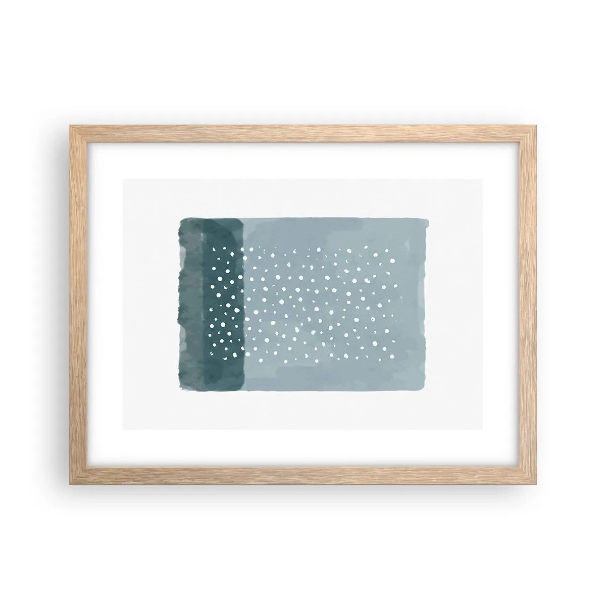 Póster en marco roble claro - Creación sobre azul - 40x30 cm