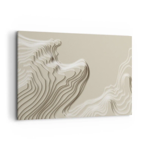 Cuadro sobre lienzo - Impresión de Imagen - Un patrón abstracto en tonos beige con efecto lineal. - 120x80cm - Topografía del arte - Decoración de pared moderna para salón y dormitorio ARTTOR