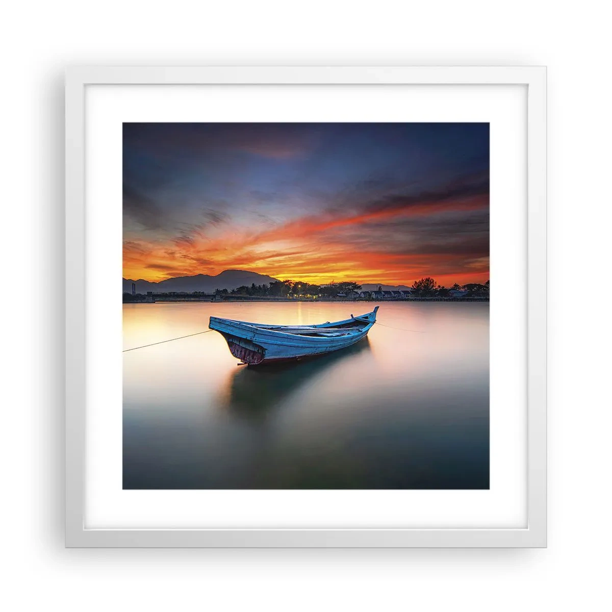 Póster en marco blanco - Se avecina una buena noche - 40x40 cm