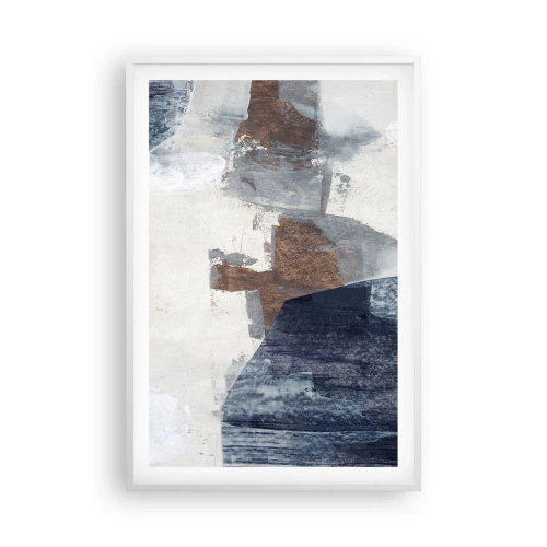 Póster en marco blanco - Formas azules y marrones - 61x91 cm