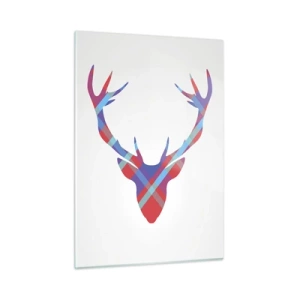Cuadro sobre vidrio - Impresiones sobre Vidrio - Imagen geométrica de un ciervo en colores pastel. - 50x70cm - Un ciervo escocés - Decoración de pared moderna para salón y dormitorio ARTTOR