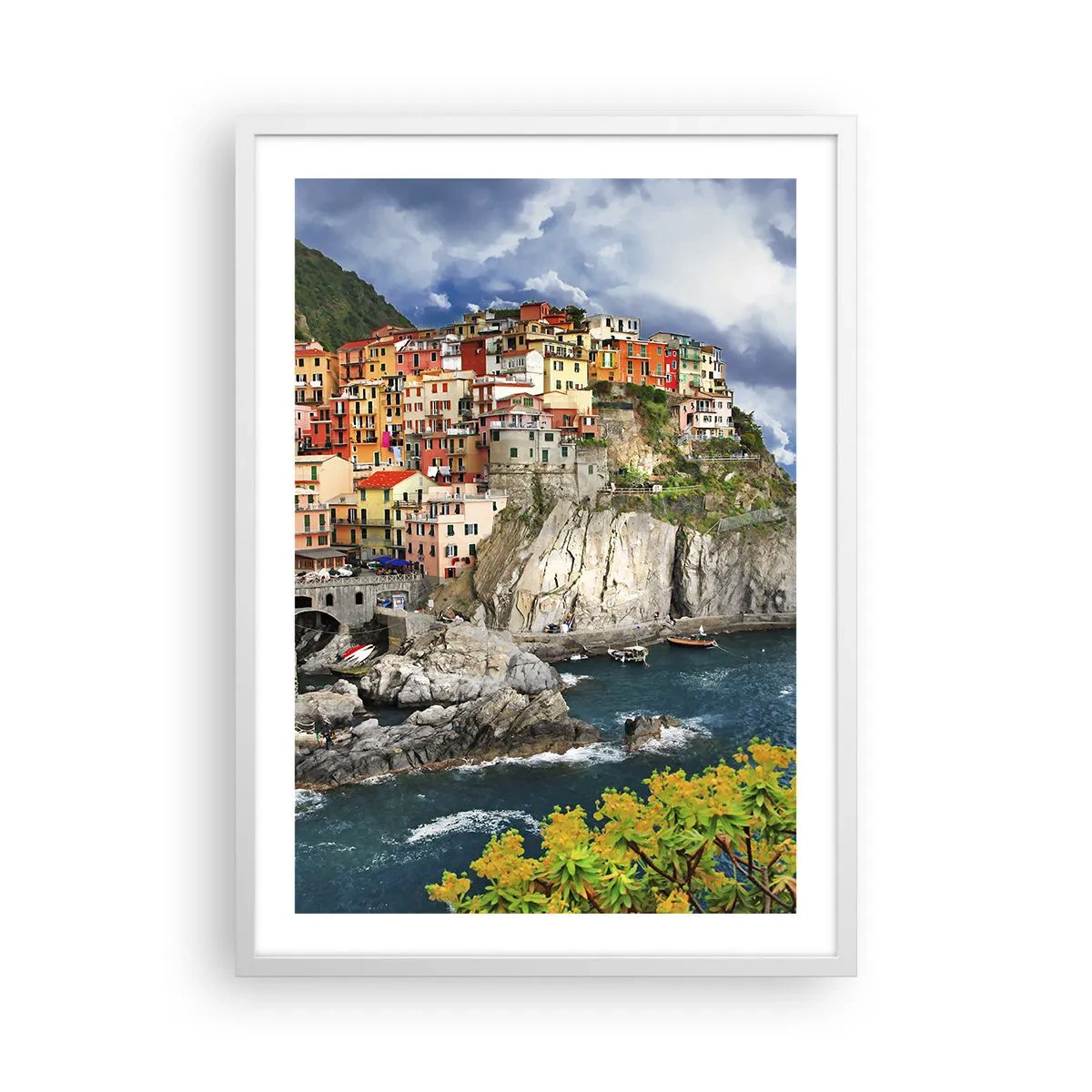 Póster en marco blanco - En el acantilado - 50x70 cm