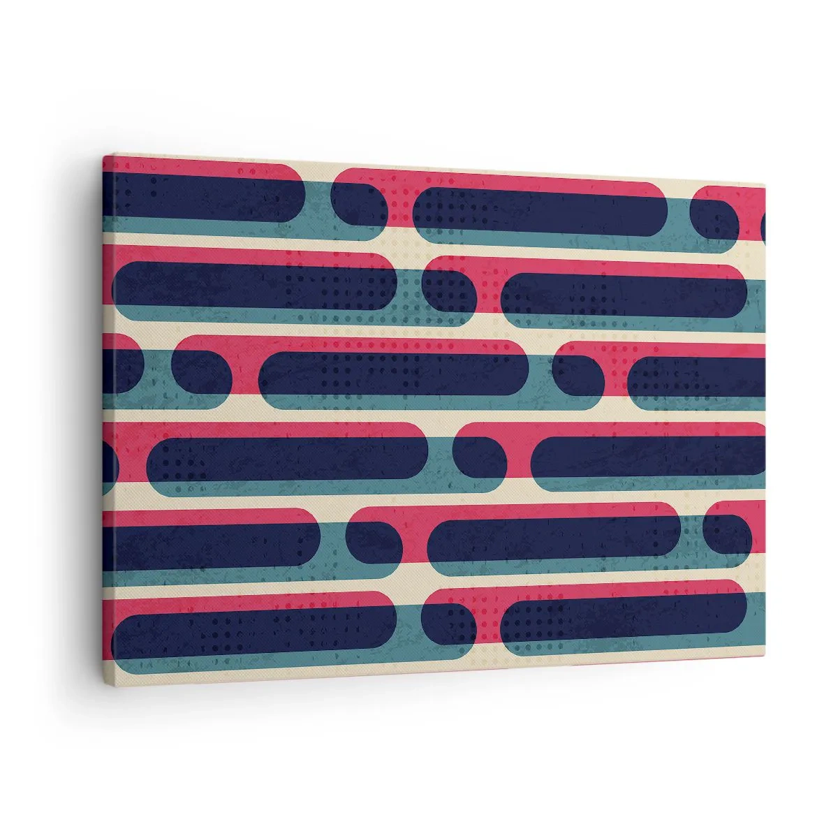Cuadro sobre lienzo - Impresión de Imagen - Patrón geométrico retro con colores pastel. - 70x50cm - Profundidad y relieve - Decoración de pared moderna para salón y dormitorio ARTTOR