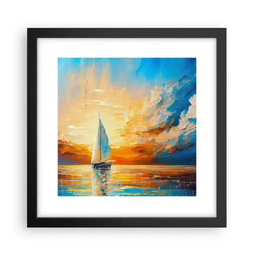 Póster en marco negro - Navegando en oro - 30x30 cm