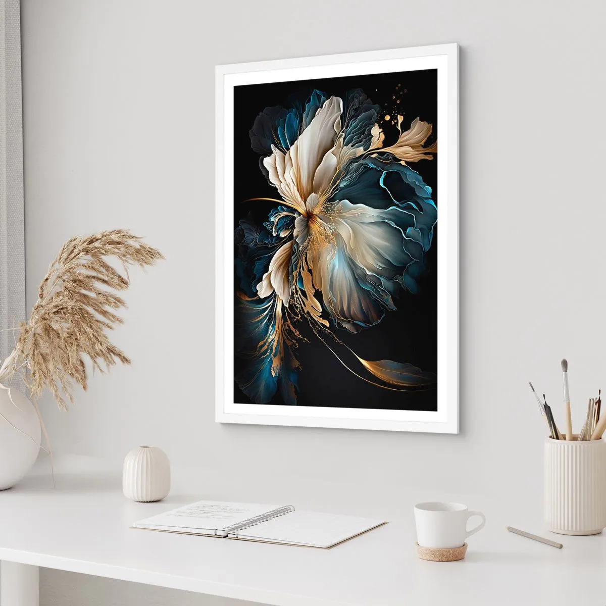 Póster en marco blanco - Flor de helecho de cuento - 70x100 cm