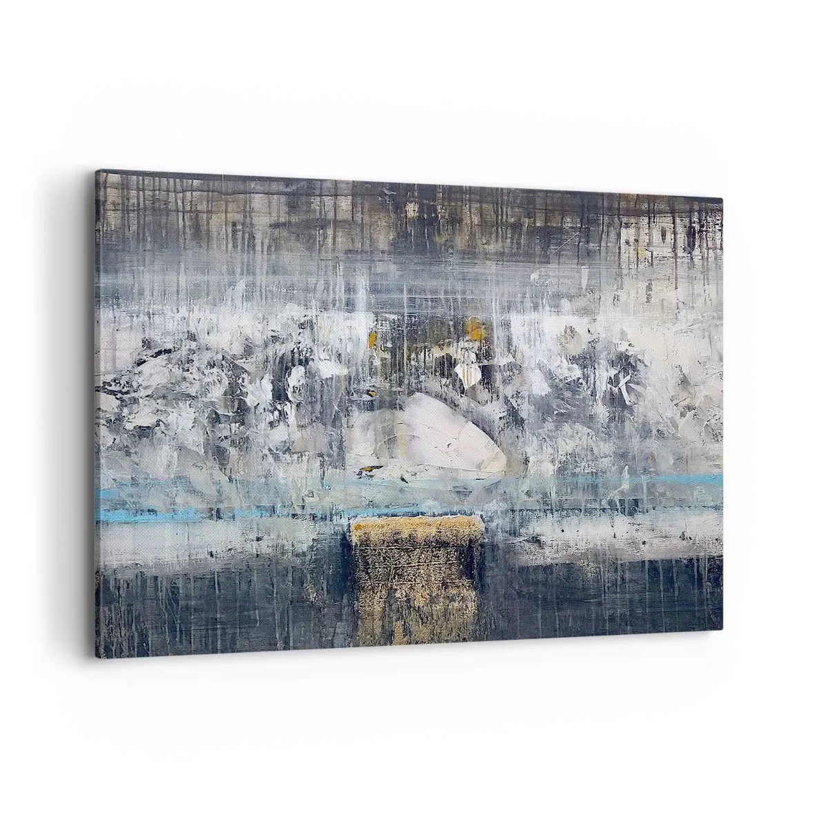 Cuadro sobre lienzo - Impresión de Imagen - Composición abstracta en tonos fríos - 100x70cm - Hielo abstracto - Decoración de pared moderna para salón y dormitorio ARTTOR
