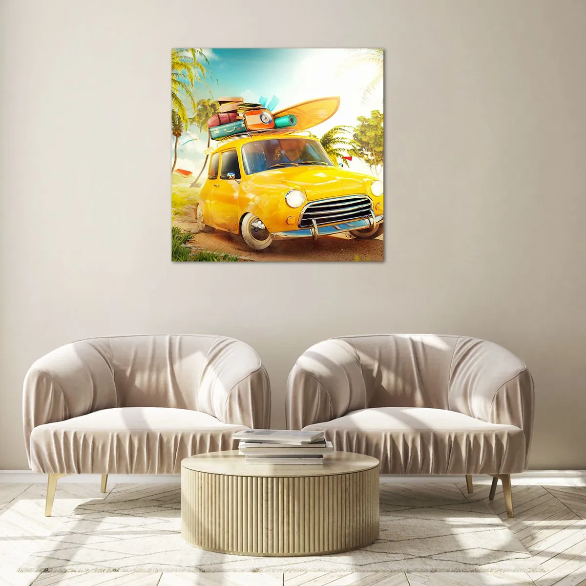 Cuadro sobre vidrio - Impresiones sobre Vidrio - Un viaje para más de una sonrisa - 50x50 cm