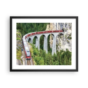 Póster en marco negro - Atravesando las montañas - 50x40 cm