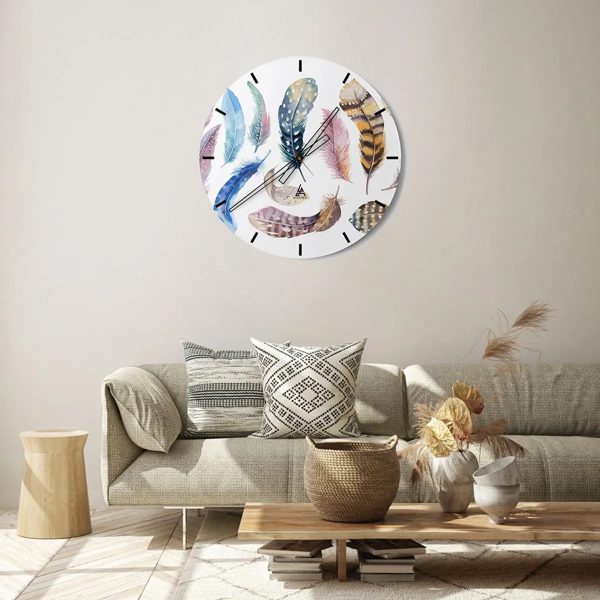 Reloj de pared - Reloj de vidrio - Ligero, colorido y multicolor - 30x30 cm