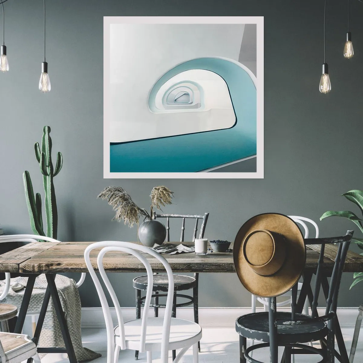 Póster - Espiral del río azul - 40x40 cm