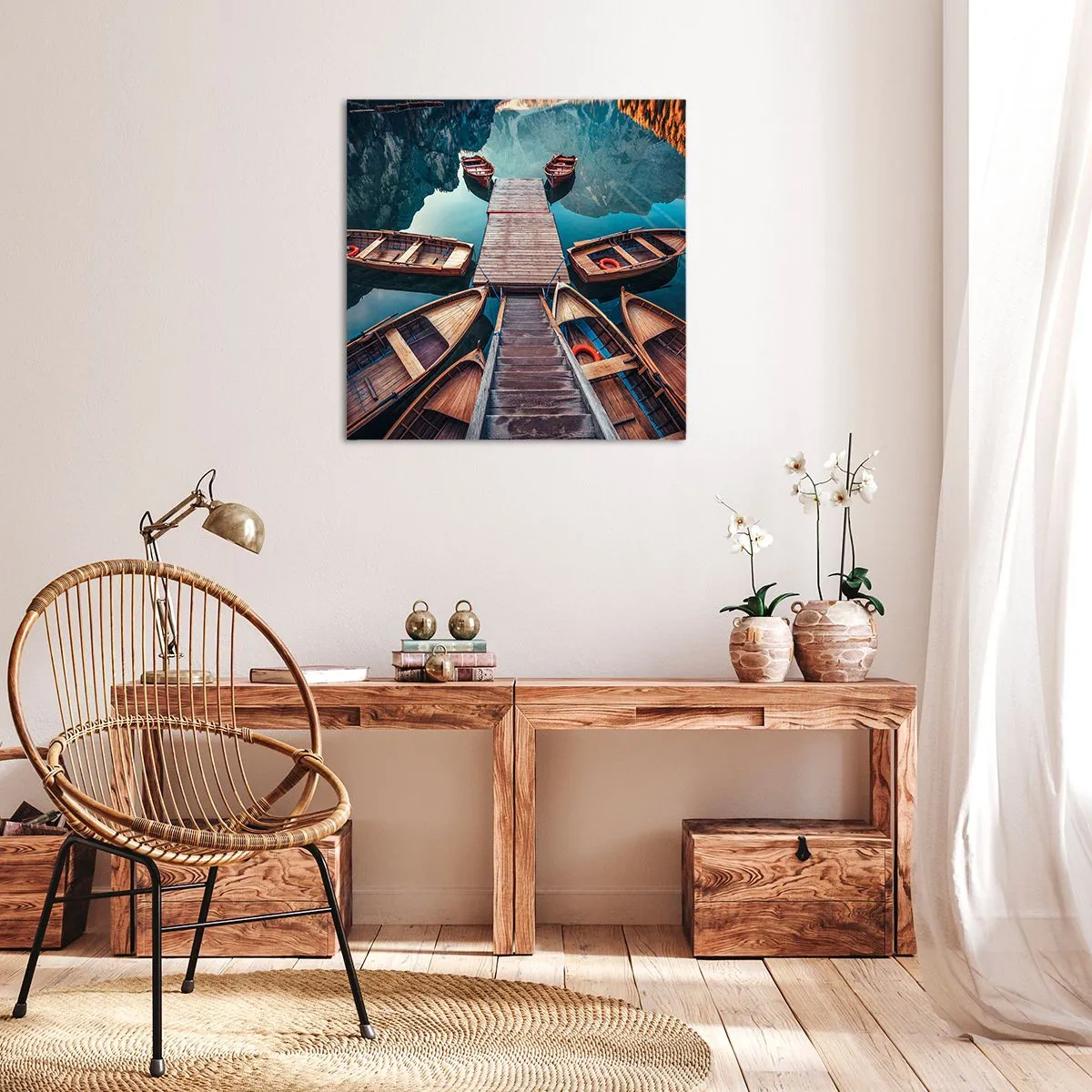 Cuadro sobre lienzo - Impresión de Imagen - Esperando en el muelle - 70x70 cm