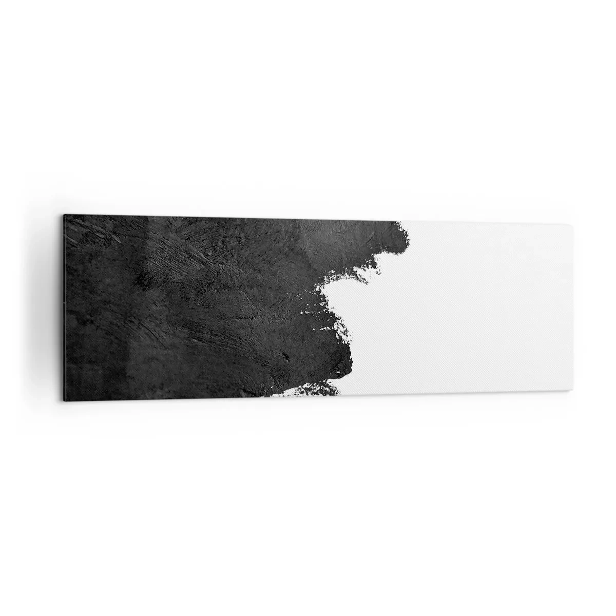 Cuadro sobre lienzo - Impresión de Imagen - Abstracción en blanco y negro con pinceladas contrastantes. - 160x50cm - Elementos: tierra - Decoración de pared moderna para salón y dormitorio ARTTOR