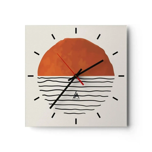 Reloj de pared - Reloj de vidrio - En un ambiente japonés - 40x40 cm