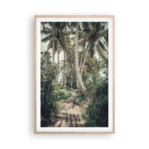 Póster en marco roble claro - Avenida de palmeras - 61x91 cm