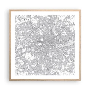 Póster en marco roble claro - Un mapa del laberinto de Londres - 60x60 cm