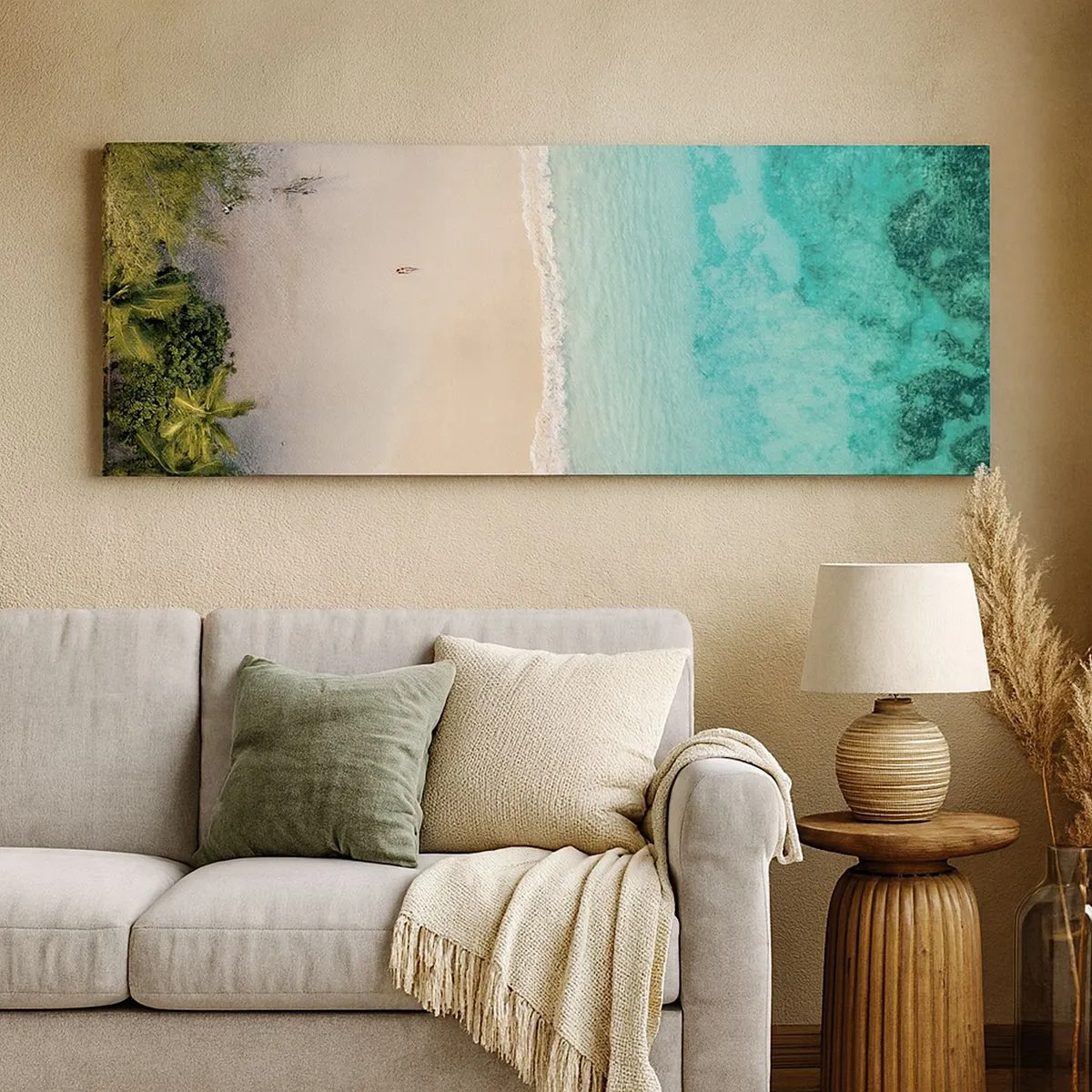 Cuadro sobre lienzo - Impresión de Imagen - Playa del paraíso - 100x40 cm