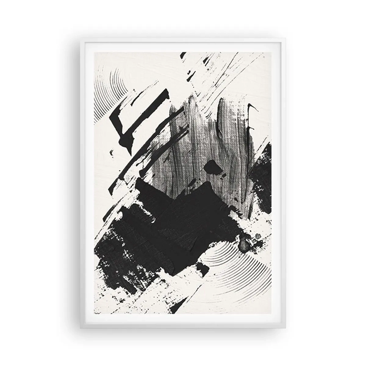 Póster en marco blanco - Abstracción: la expresión del negro - 70x100 cm