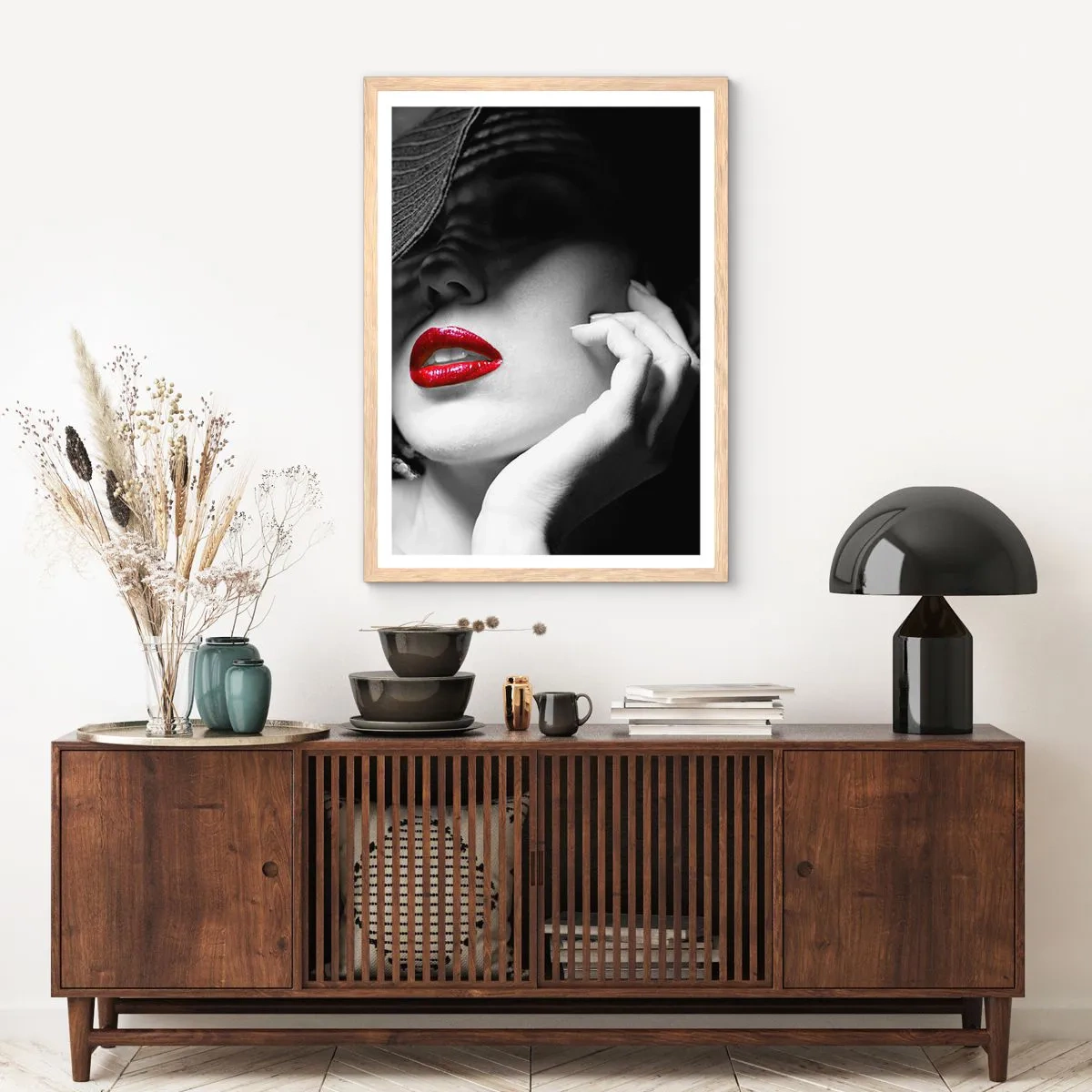 Póster en marco roble claro - Estudio en escarlata - 50x70 cm