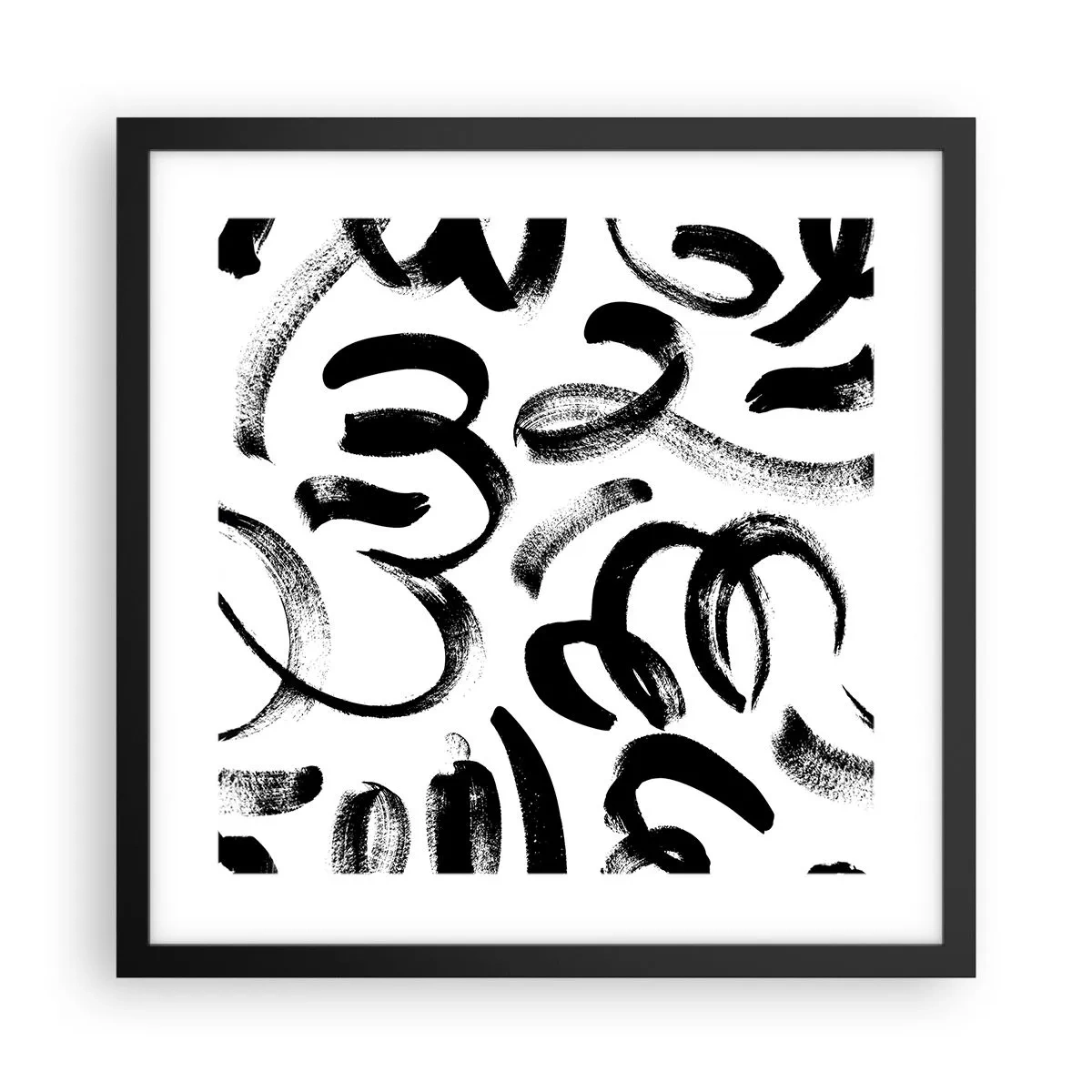 Póster en marco negro - Negro sobre blanco - 40x40 cm